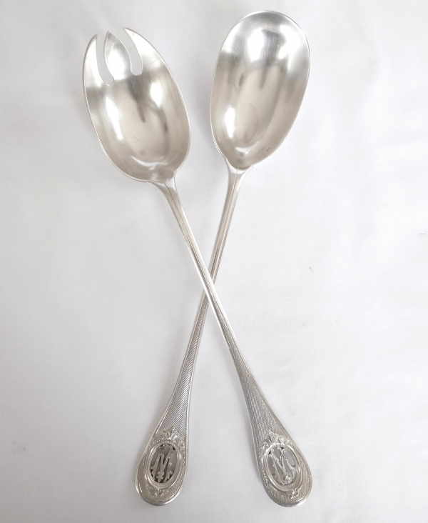 Louis XVI style sterling silver flatware for 18 : 95 pieces - silversmith Henin & Cie