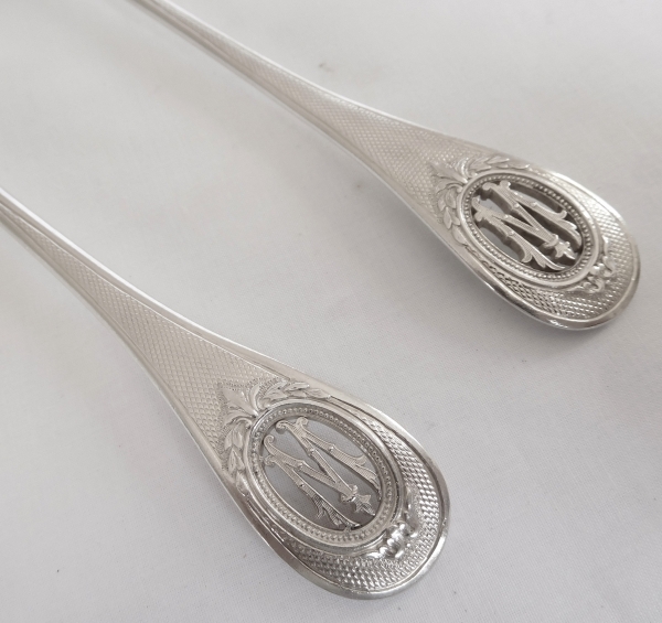 Louis XVI style sterling silver flatware for 18 : 95 pieces - silversmith Henin & Cie