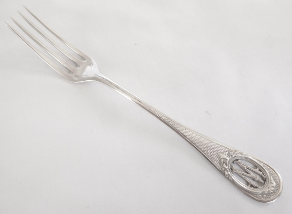 Louis XVI style sterling silver flatware for 18 : 95 pieces - silversmith Henin & Cie