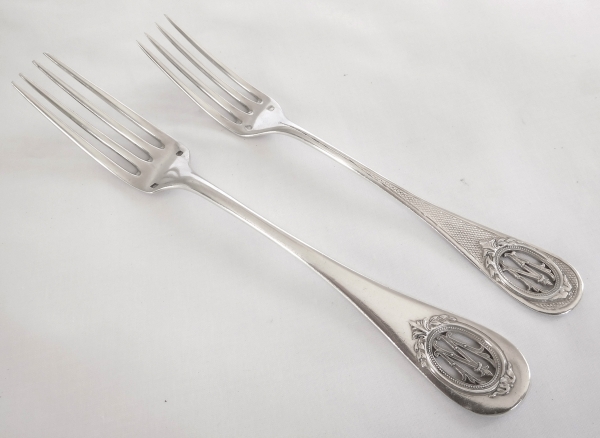 Louis XVI style sterling silver flatware for 18 : 95 pieces - silversmith Henin & Cie