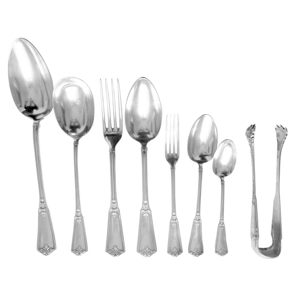 Sterling silver flatware set, Louis XIV style - 99 pcs - silversmith Henri Soufflot