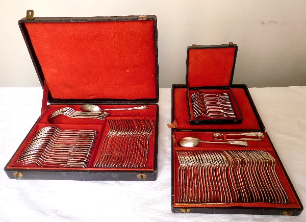 Sterling silver flatware set, Louis XIV style - 99 pcs - silversmith Henri Soufflot