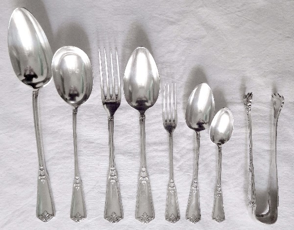 Sterling silver flatware set, Louis XIV style - 99 pcs - silversmith Henri Soufflot