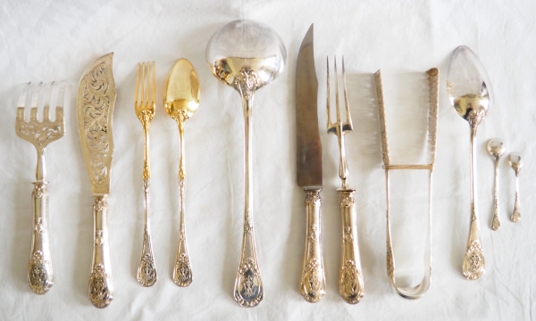 Sterling silver and vermeil flatware for 12 guests - silversmith Granvigne - 127 pieces