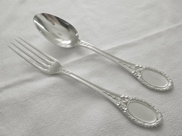 Louis XVI style sterling silver flatware for 12 - 84pcs - silversmith Queille