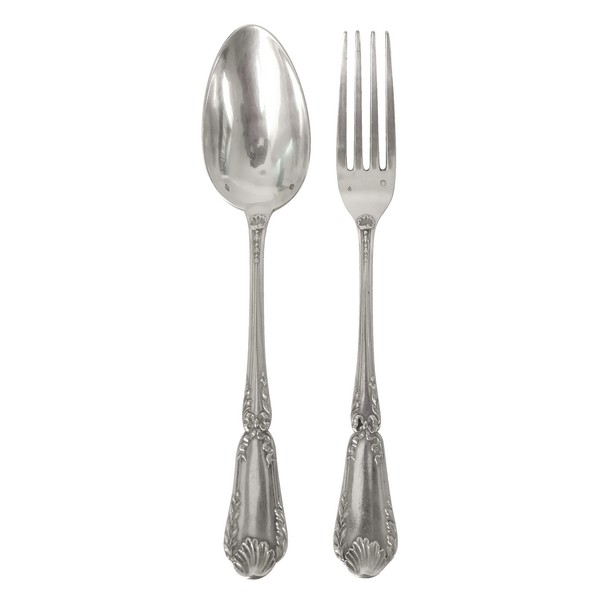 Puiforcat : Antique French sterling silver flatware for 12, Baron crown