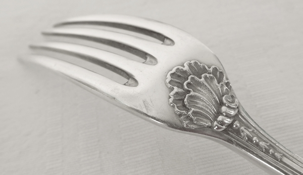 Puiforcat : Antique French sterling silver flatware for 12, Baron crown