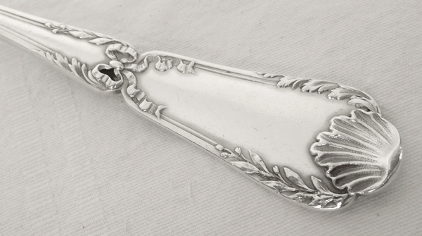 Puiforcat : Antique French sterling silver flatware for 12, Baron crown