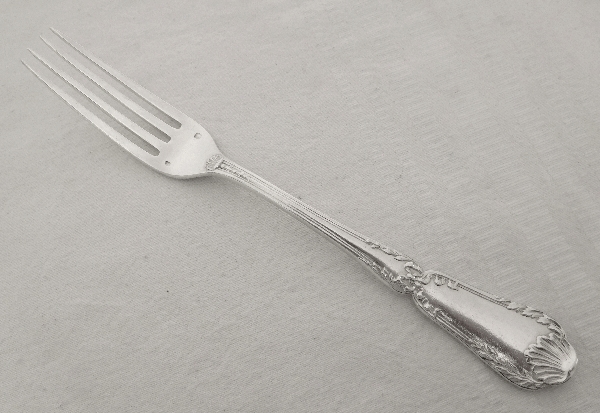 Puiforcat : Antique French sterling silver flatware for 12, Transition Louis XV-Louis XVI style