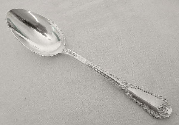 Puiforcat : Antique French sterling silver flatware for 12, Transition Louis XV-Louis XVI style