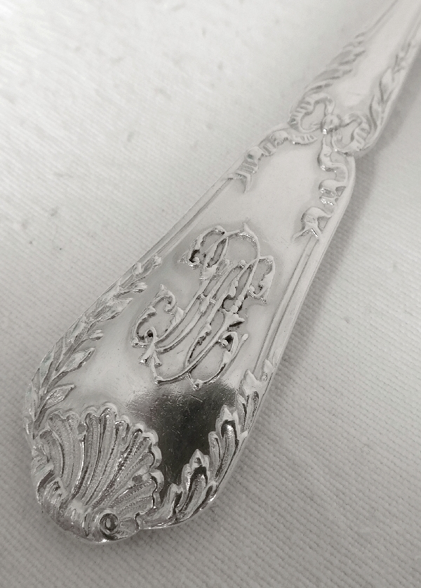 Puiforcat : Antique French sterling silver flatware for 12, Transition Louis XV-Louis XVI style