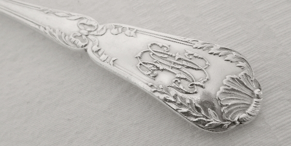 Puiforcat : Antique French sterling silver flatware for 12, Transition Louis XV-Louis XVI style