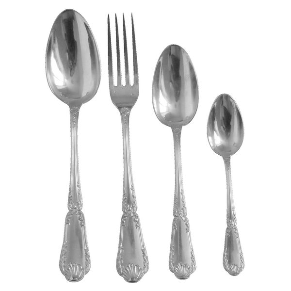 Puiforcat : Antique French sterling silver flatware for 20