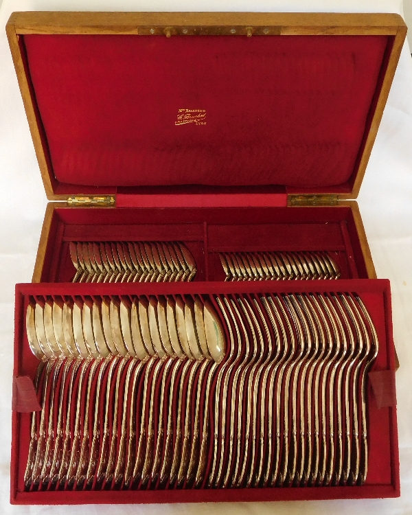 Puiforcat : Antique French sterling silver flatware for 20