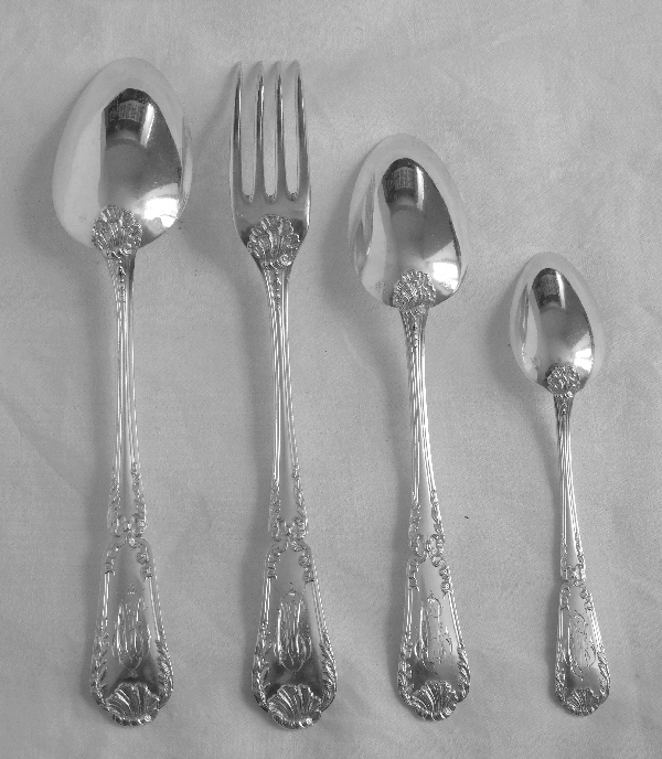 Puiforcat : Antique French sterling silver flatware for 20