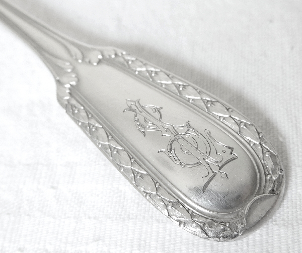 Puiforcat : antique French sterling silver flatware, Louis XVI style Suffren pattern - 76 Pcs