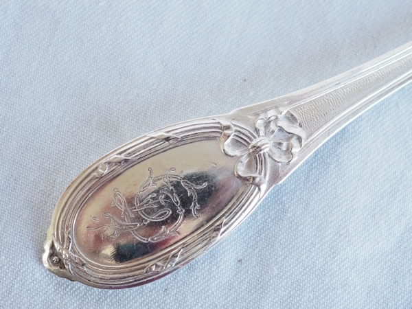 Louis XVI style sterling silver fish flatware for 12 : 24 pieces - silversmith Henin & Cie