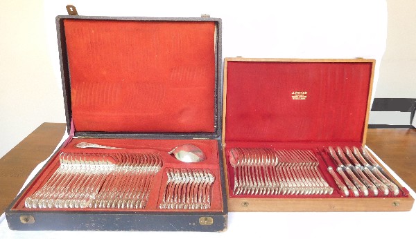 Antique French sterling silver flatware - 72pcs - Rococo style, Pierre Queille, circa 1840