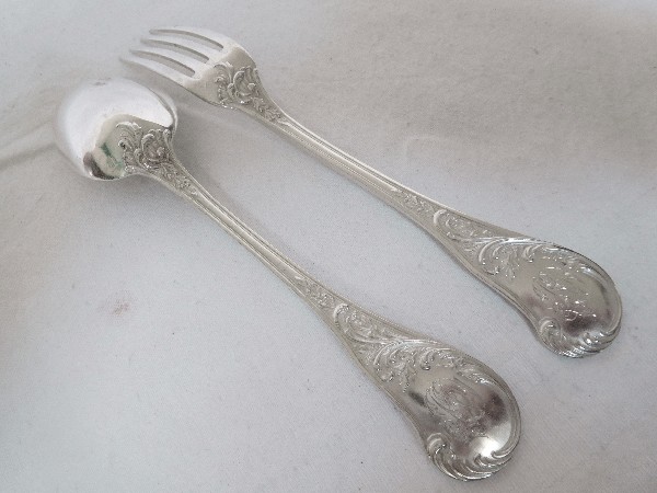 Antique French sterling silver flatware - 72pcs - Rococo style, Pierre Queille, circa 1840