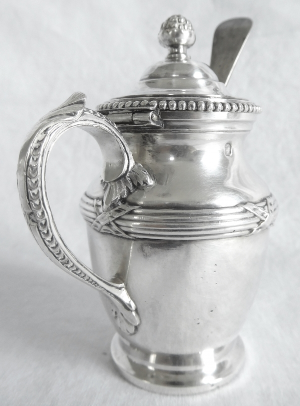 Moutardier armoirié en argent massif, style Louis XVI - poinçon Minerve