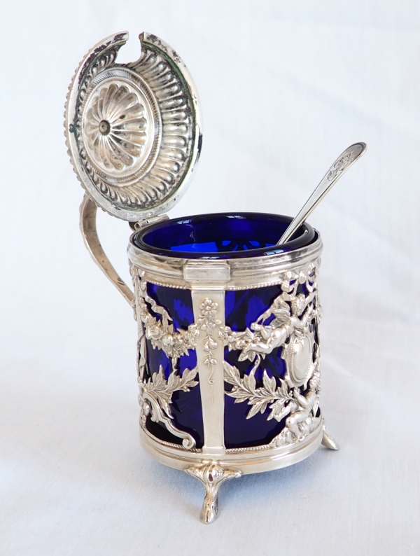 Sterling silver and Baccarat crystal mustard pot, late 19th century