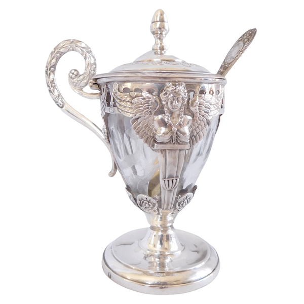 Empire sterling silver mustard pot, early 19th century