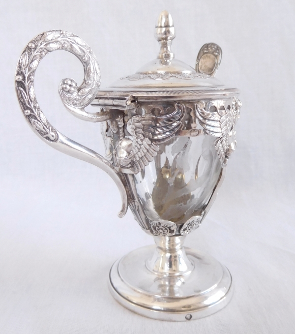 Empire sterling silver mustard pot, early 19th century