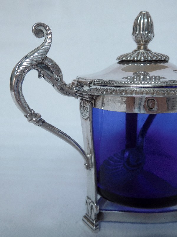 Antique French sterling silver Empire mustard pot, early 19th century
