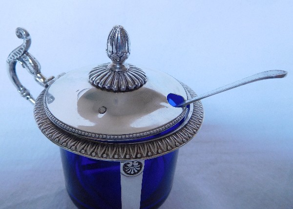 Antique French sterling silver Empire mustard pot, early 19th century