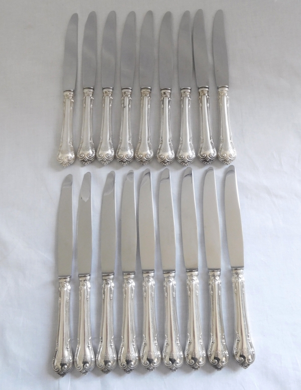 Sterling silver cutlery set, duke crown engraved, silversmith Odiot / Hénin - 113 pieces