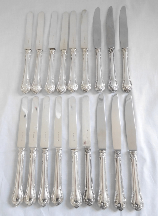 Sterling silver cutlery set, duke crown engraved, silversmith Odiot / Hénin - 113 pieces