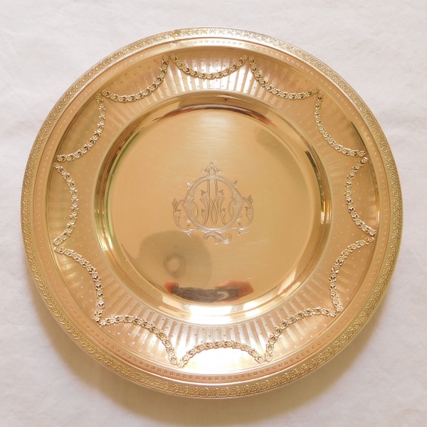 Pairs of Louis XVI style vermeil plates (sterling silver)