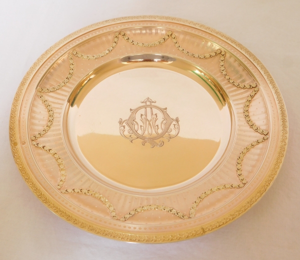 Pairs of Louis XVI style vermeil plates (sterling silver)