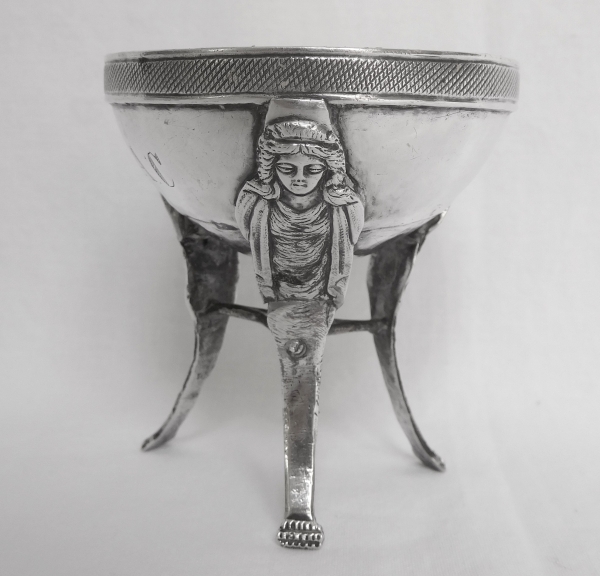 Paire de coquetiers à oeufs d'autruche en argent massif, époque Empire