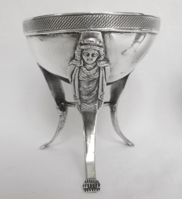 Paire de coquetiers à oeufs d'autruche en argent massif, époque Empire