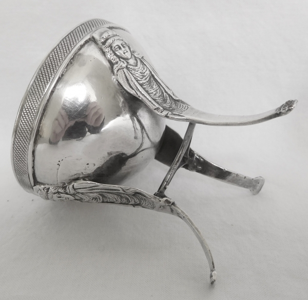 Paire de coquetiers à oeufs d'autruche en argent massif, époque Empire