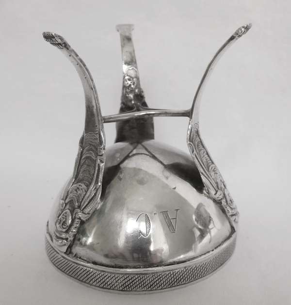 Paire de coquetiers à oeufs d'autruche en argent massif, époque Empire