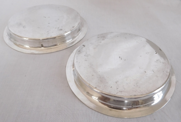 Pair of sterling silver coasters, Empire style, 19th century production