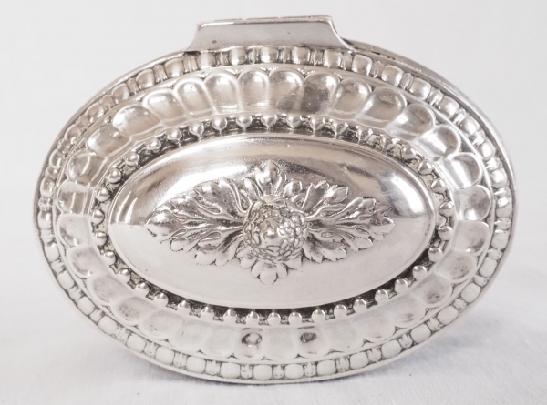 Pair of Louis XVI style sterling silver salt cellars, late 18th century circa 1798