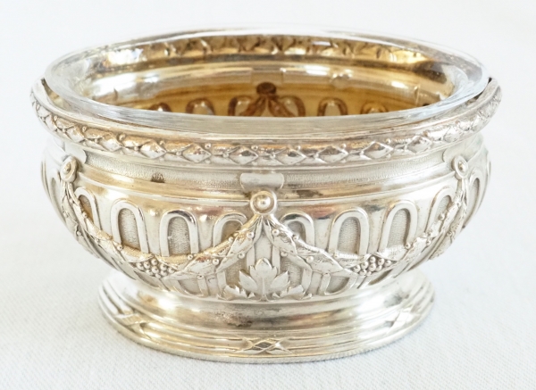 Puiforcat : pair of sterling silver and vermeil Louis XVI style salt cellars