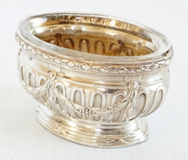 Puiforcat : pair of sterling silver and vermeil Louis XVI style salt cellars