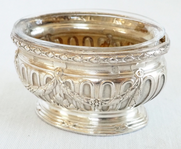 Puiforcat : pair of sterling silver and vermeil Louis XVI style salt cellars