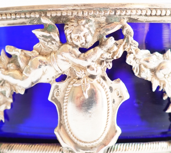 Paire de salerons en argent massif aux putti, style Louis XVI - poinçon Minerve