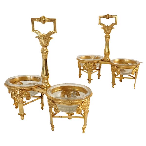 Pair of Empire vermeil (sterling silver) salt cellars - 2nd rooster hallmark - 1809 - 1819