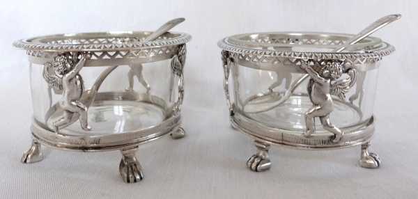 Pair of Empire sterling silver salt cellars, early 19th century production