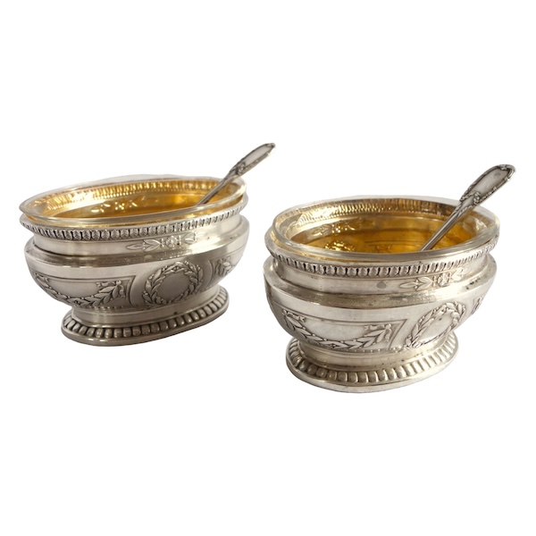 Puiforcat : pair of Empire sterling silver and vermeil salt cellars