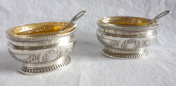 Puiforcat : paire de salerons en argent massif et vermeil Empire - poinçon Minerve