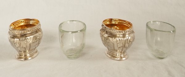 Pair of Louis XVI style sterling silver and vermeil salt cellars