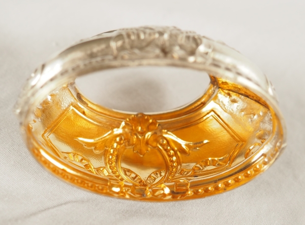 Pair of Louis XVI style sterling silver and vermeil salt cellars