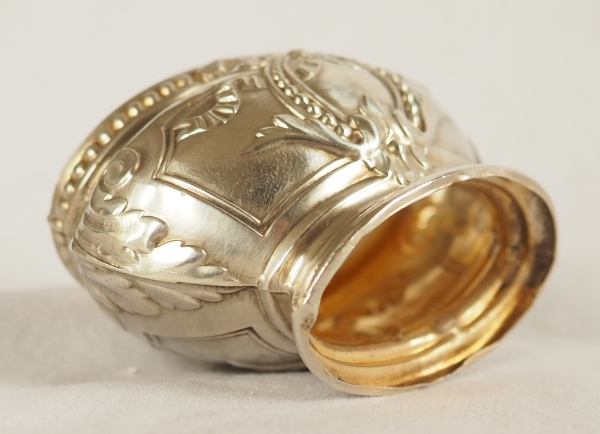 Pair of Louis XVI style sterling silver and vermeil salt cellars